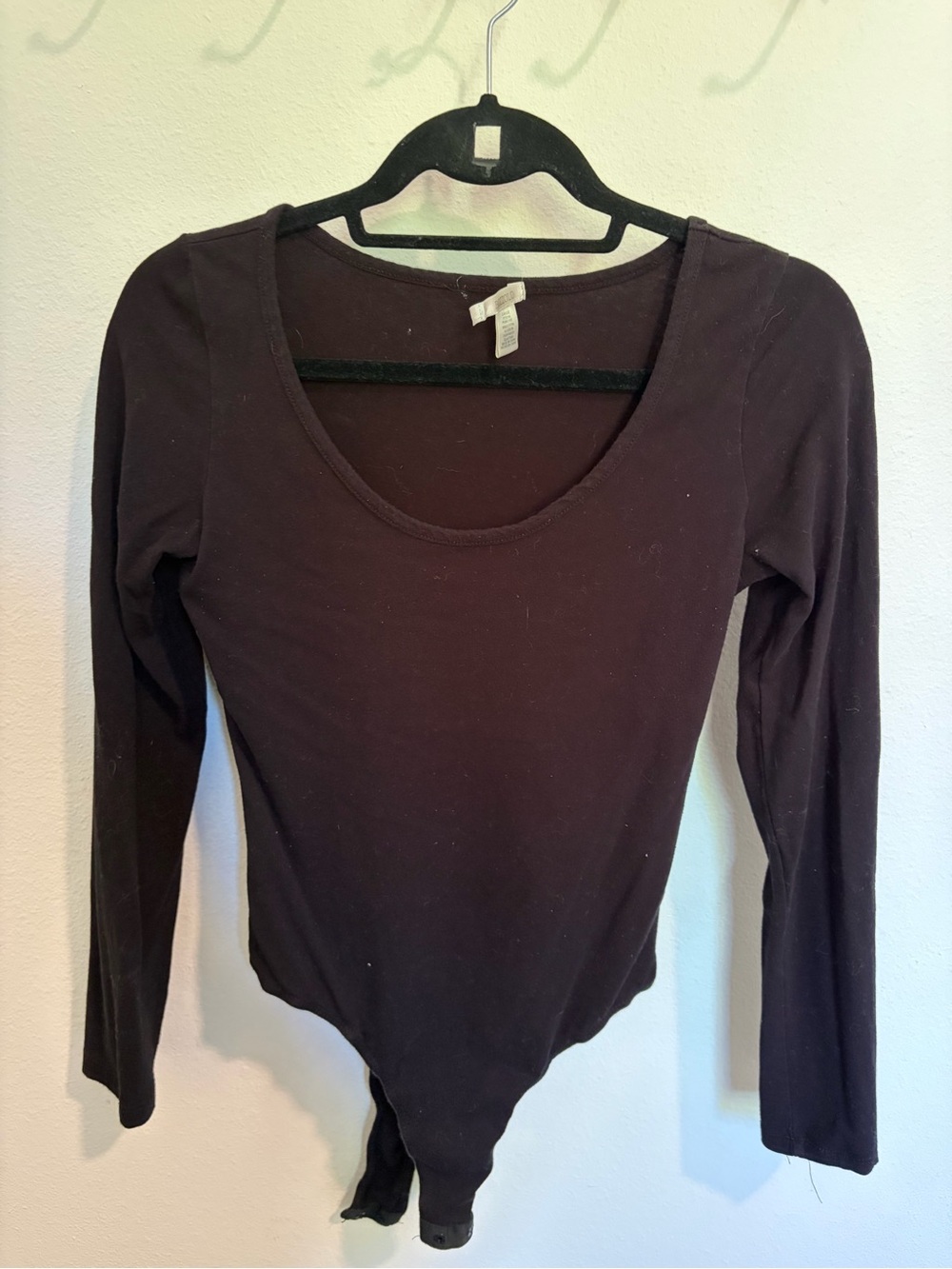 Bozzolo Black Long-Sleeve Scoop Neck Bodysuit